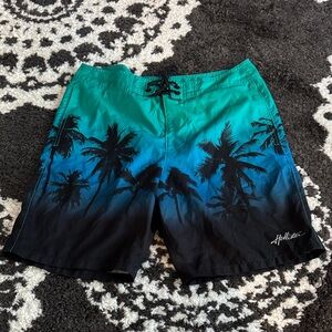 Hollister Men's Blue ombré Palm-Print Swim board shorts size 30 or small